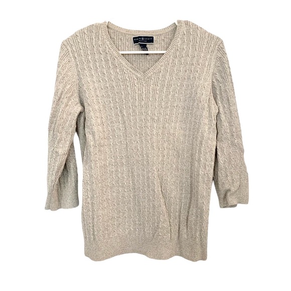 Karen Scott Sweaters - Karen Scott Heather Grey Cable Sweater